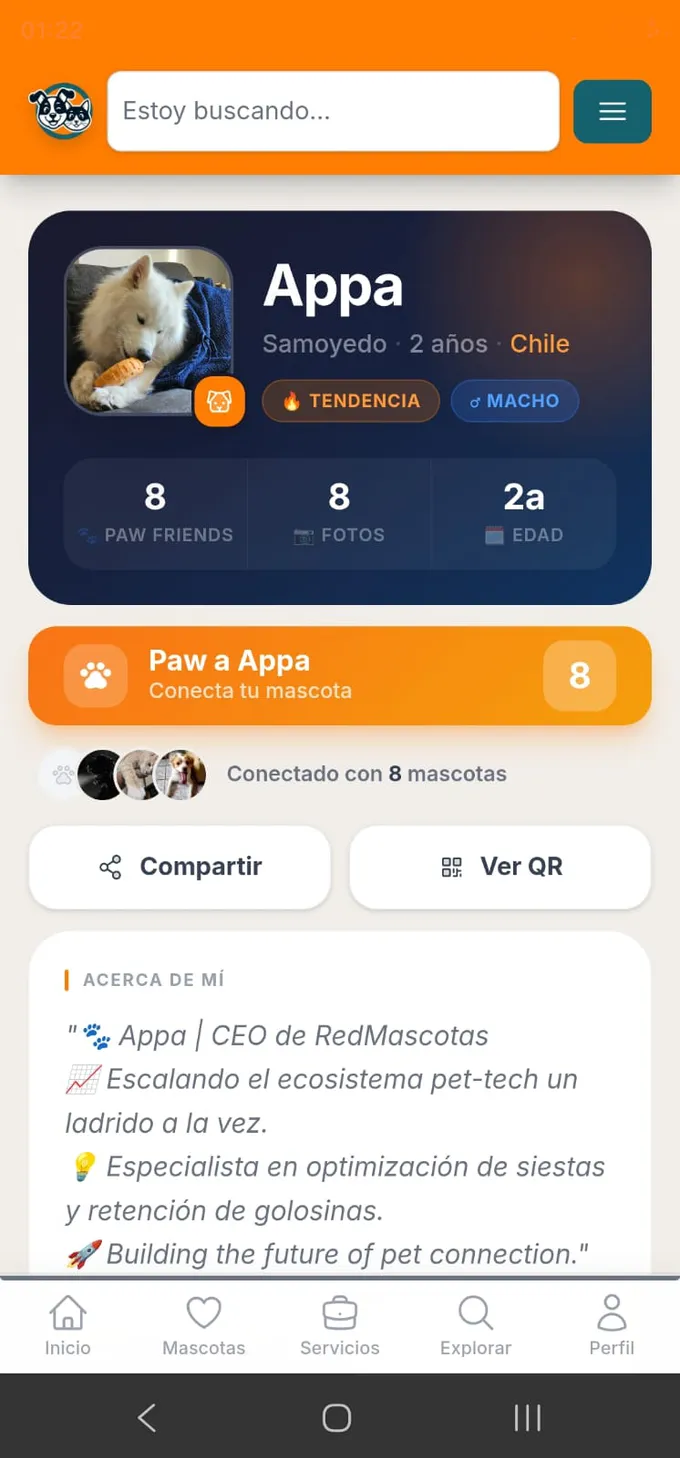 Vista 1 de la aplicación RedMascotas